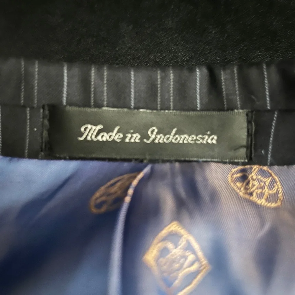 Sean John Suit Mens 48L W41 L30.5 Navy Blue Pinstripe 100% Wool 2-Piece‎ Set